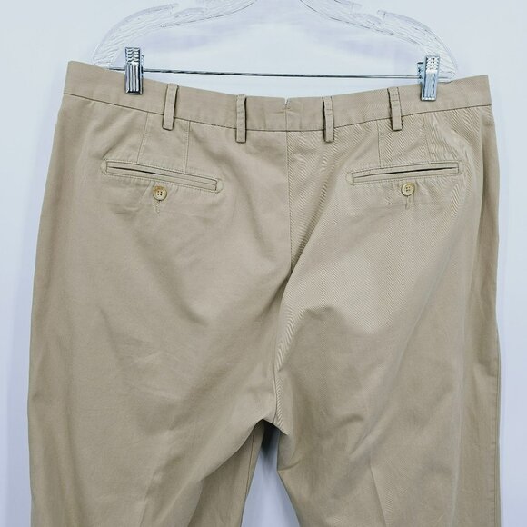 Peter Millar Khaki Pants 40 Raleigh Washed Twill Flat Front Pima Cotton Cuffed - Picture 9 of 10